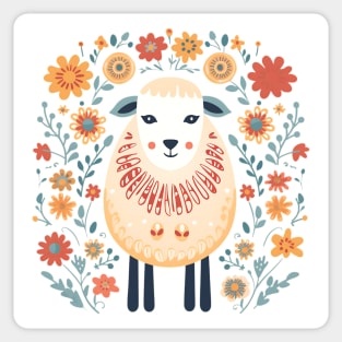 Scandinavian Folk Art Sheep Sticker